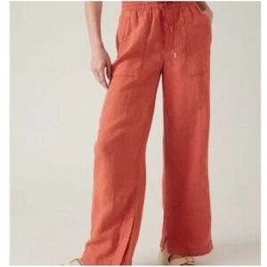 Athleta Retreat wide leg linen pant in Persimmion